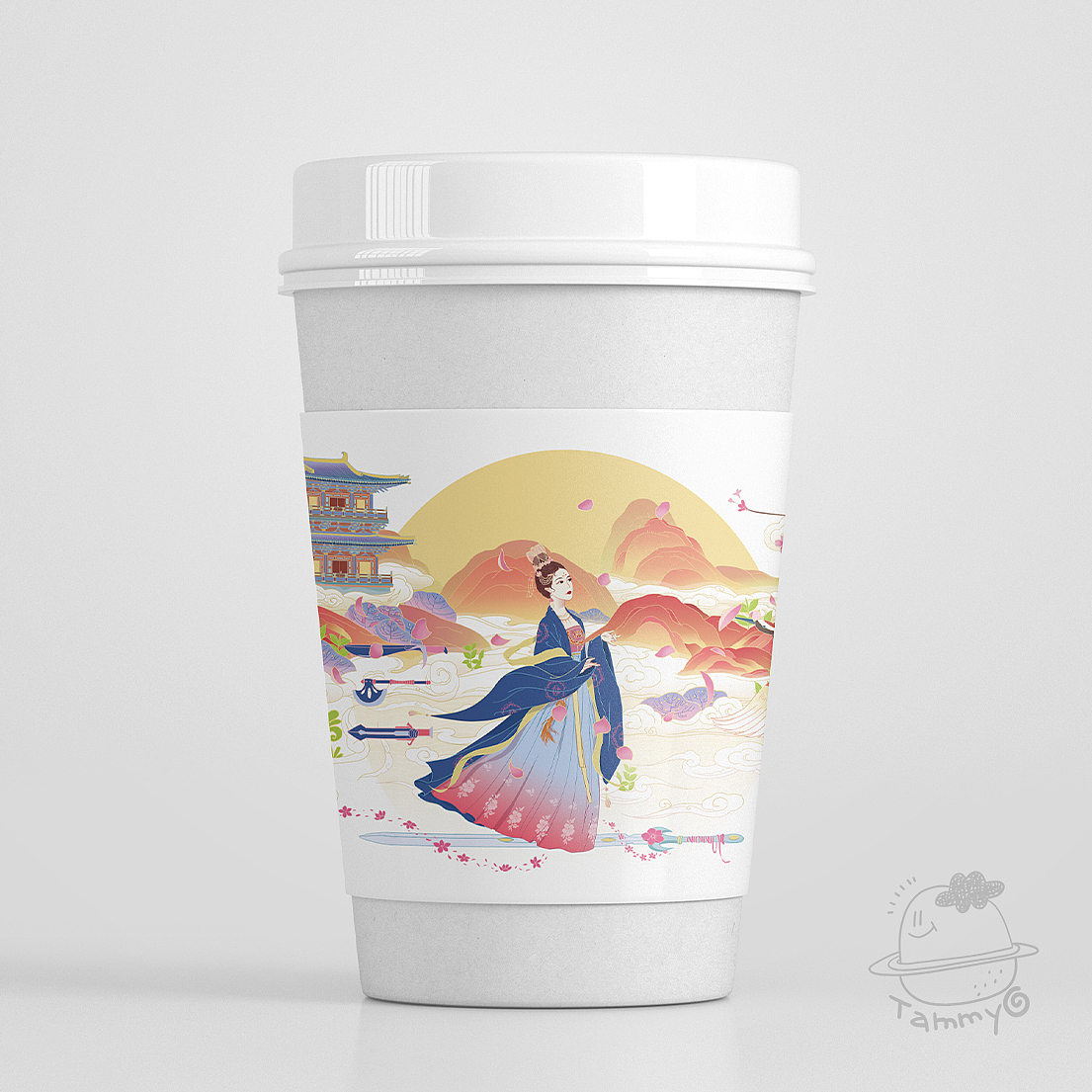 原创插画 ｜ 国风人物奶茶包装设计插画（图ZMzg0OTkwNDY4） - 商业插画 - 站酷设计师沐星Tammy原创素材 - 站酷ZCOOL