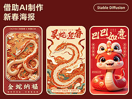 【灵蛇献瑞·AI赋能设计】2025新春贺岁海报创作