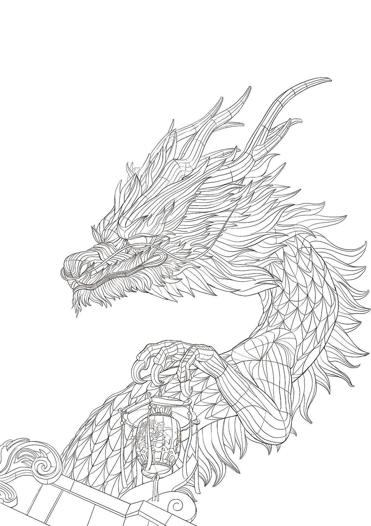 中国传统花灯线稿