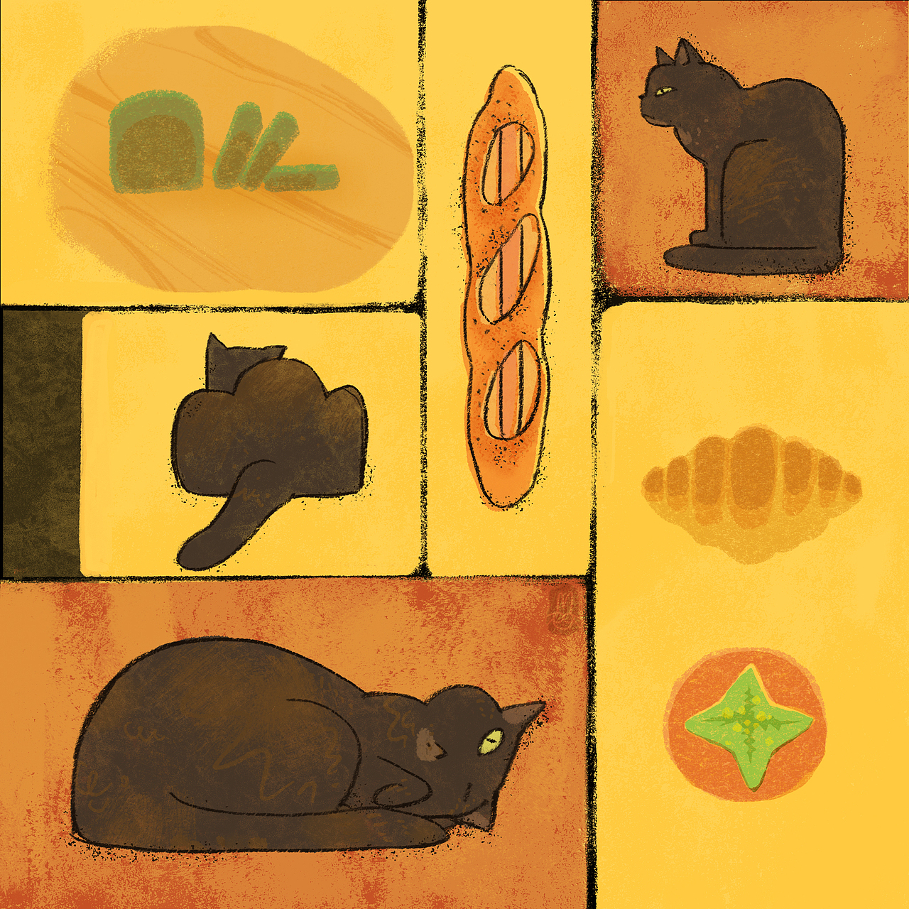 去年画的面包与猫系列