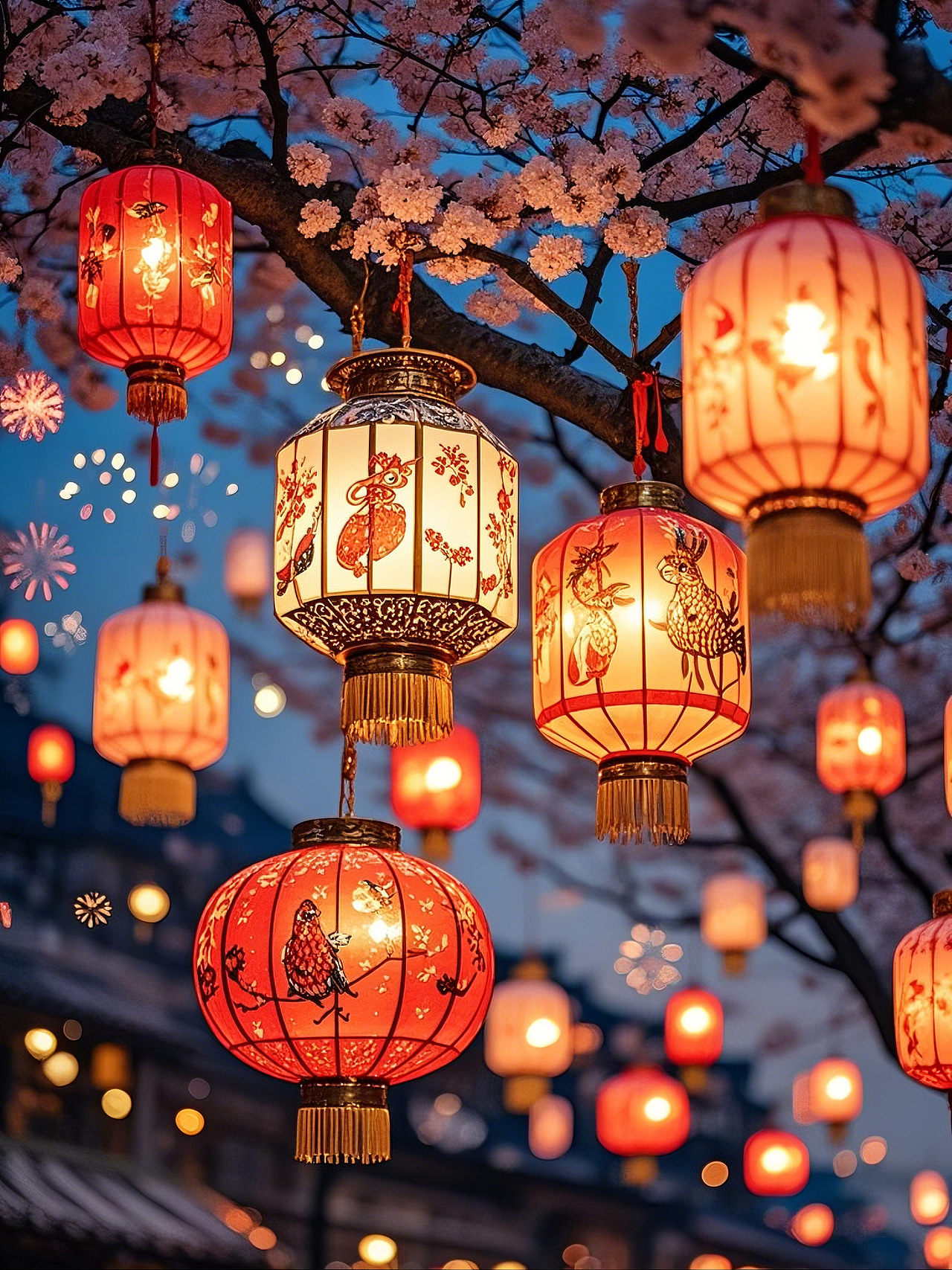 元宵节,挂灯笼,赏花灯,猜灯谜