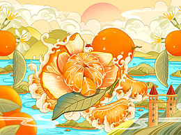 橘子水果品牌商业插画