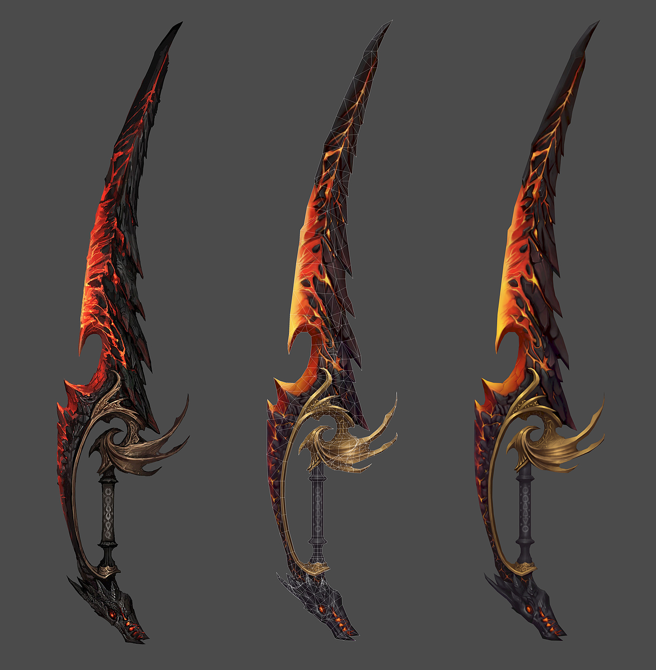 手绘模型(原画-线框-模型)