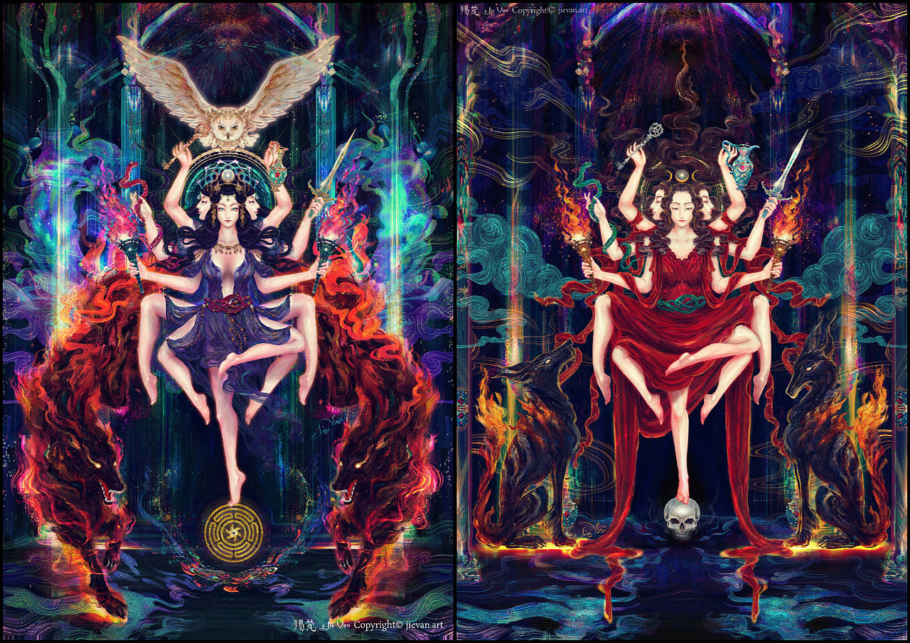 三相女神-黑卡蒂 "嚴與慈"(图ZMzg1MTA1MzIw) - 艺术插画 - 站酷设计师羯梵原创素材 - 站酷ZCOOL