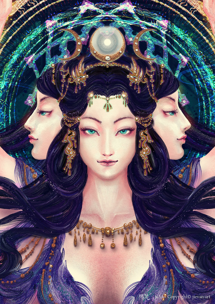 三相女神-黑卡蒂 "嚴與慈"(图ZMzg1MTA1MzI4) - 艺术插画 - 站酷设计师羯梵原创素材 - 站酷ZCOOL