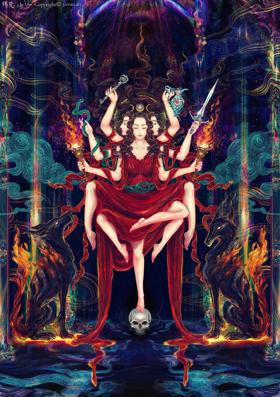 三相女神-黑卡蒂 "嚴與慈"(图ZMzg1MTA1MzU2) - 艺术插画 - 站酷设计师羯梵原创素材 - 站酷ZCOOL