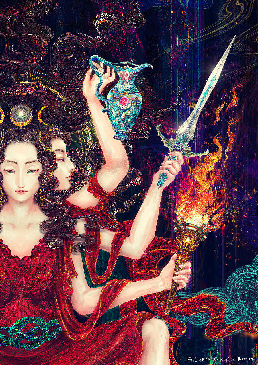 三相女神-黑卡蒂 "嚴與慈"(图ZMzg1MTA1MzY0) - 艺术插画 - 站酷设计师羯梵原创素材 - 站酷ZCOOL