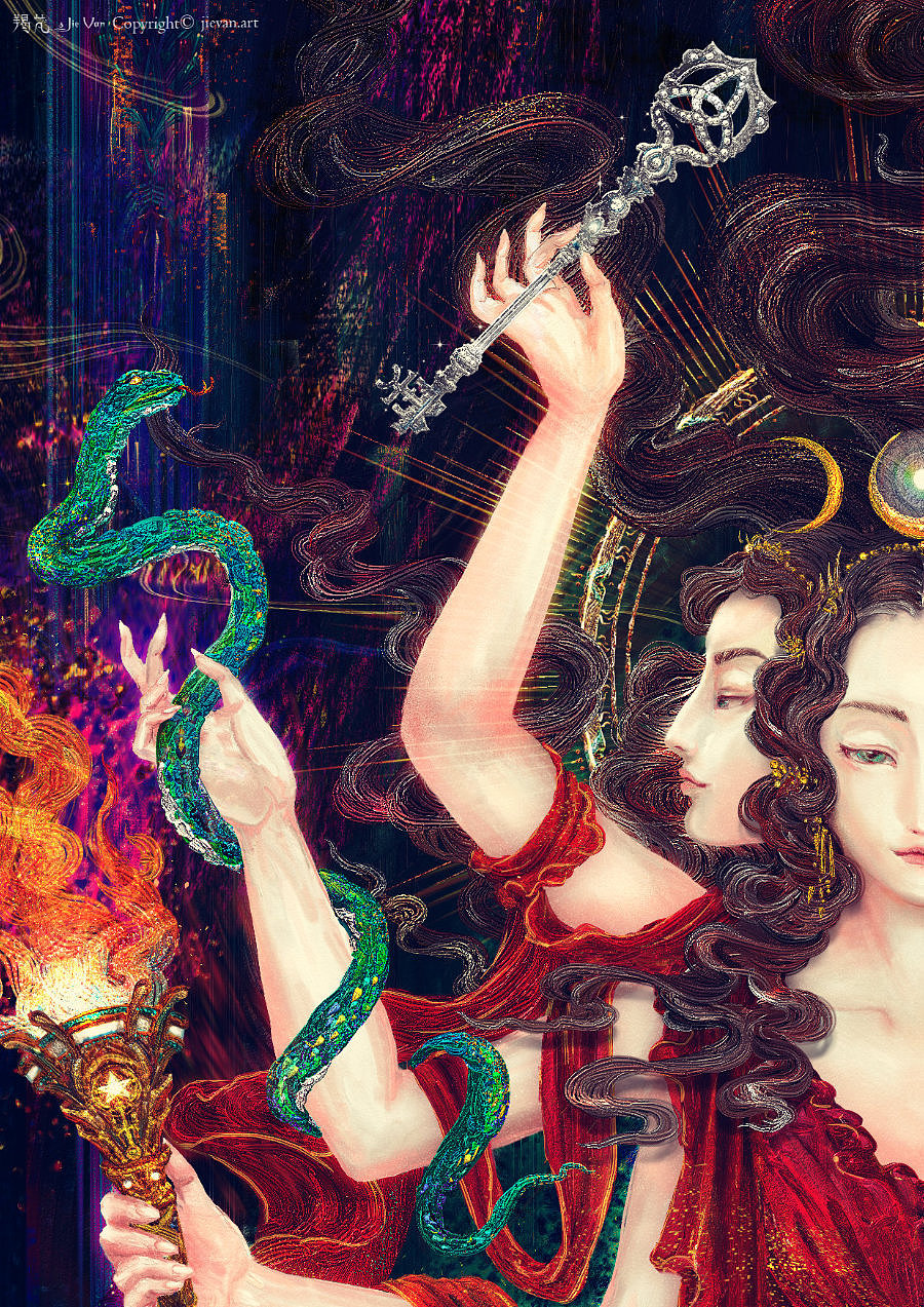 三相女神-黑卡蒂 "嚴與慈"(图ZMzg1MTA1MzY4) - 艺术插画 - 站酷设计师羯梵原创素材 - 站酷ZCOOL