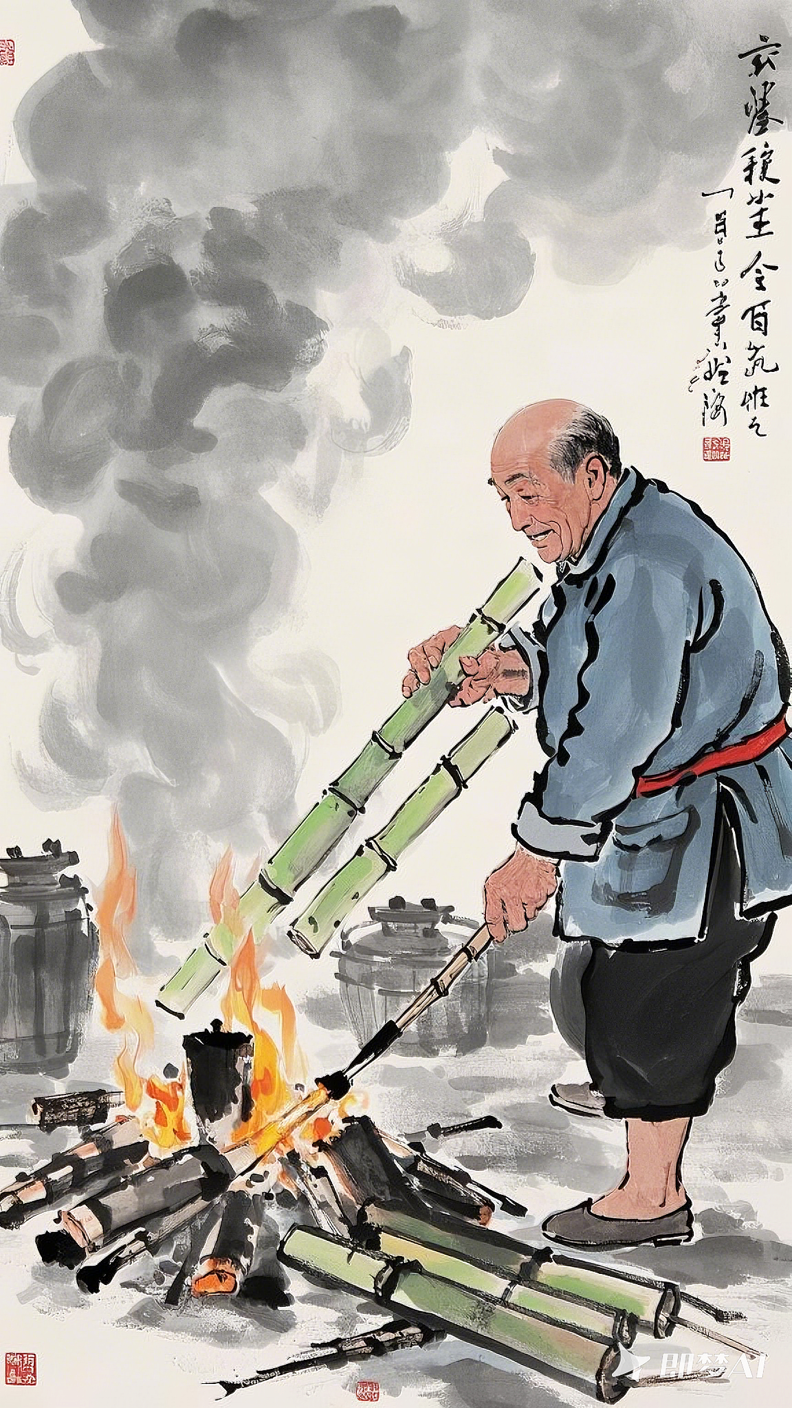 deepseek+即梦生成AI视频,风格为水墨风格