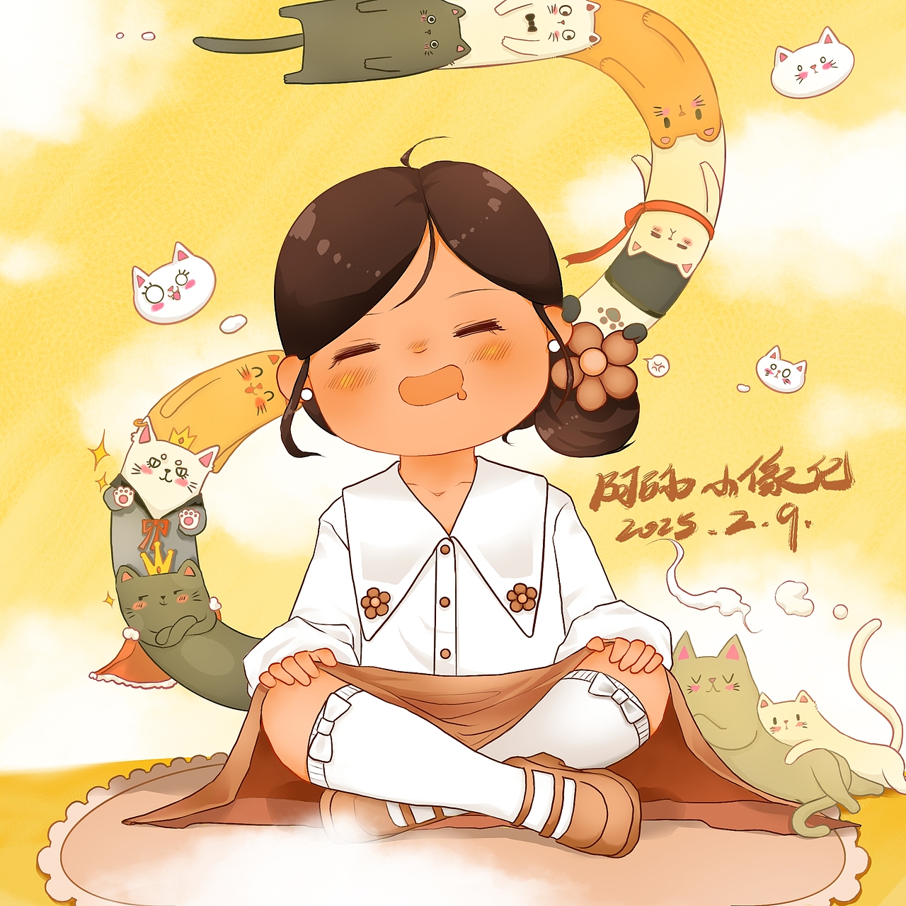 我喜欢幻想我有很多小猫咪，然后我就把它画下来啦。（图ZMzg1MTQ2NTMy） - 创作习作 - 站酷设计师阿弥小像记原创素材 - 站酷ZCOOL