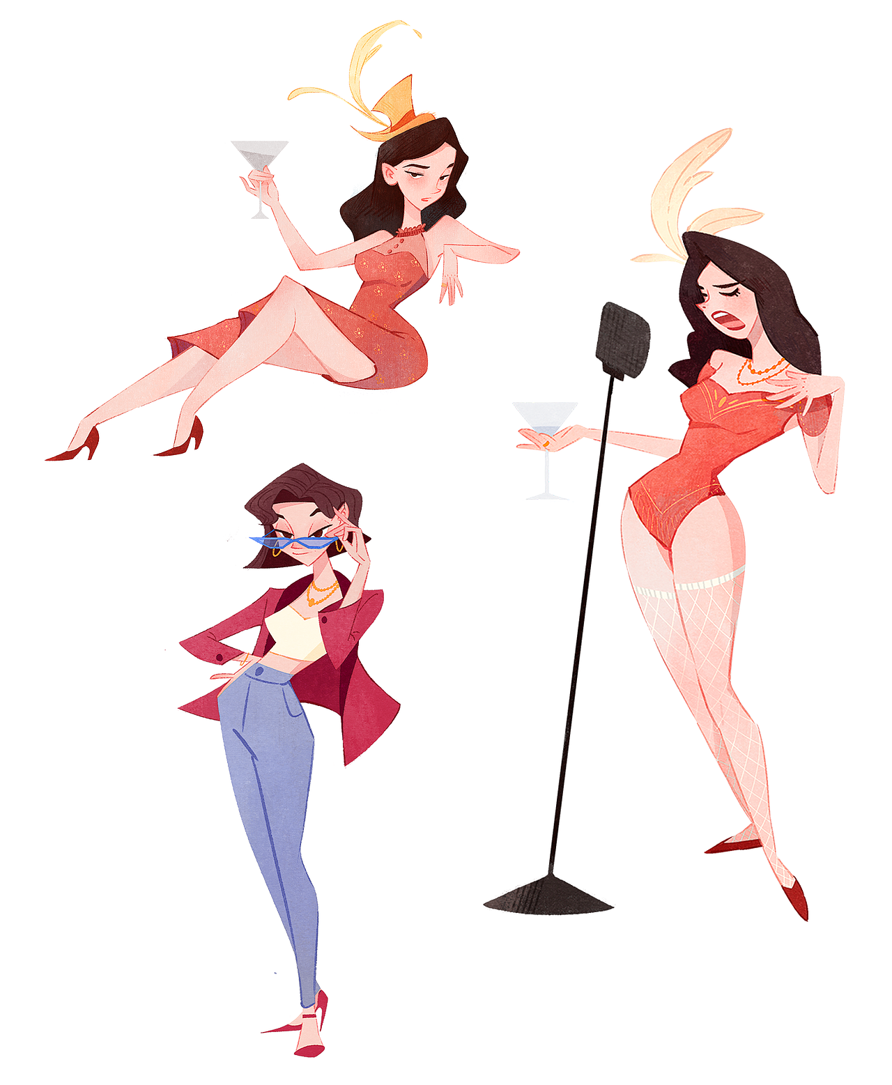 欧美风角色练习（图ZMzg1MTkzMDI4） - 创作习作 - 站酷设计师一笔草草原创素材 - 站酷ZCOOL