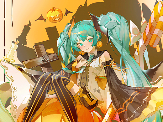 《万圣节初音》同人插画-创作分享