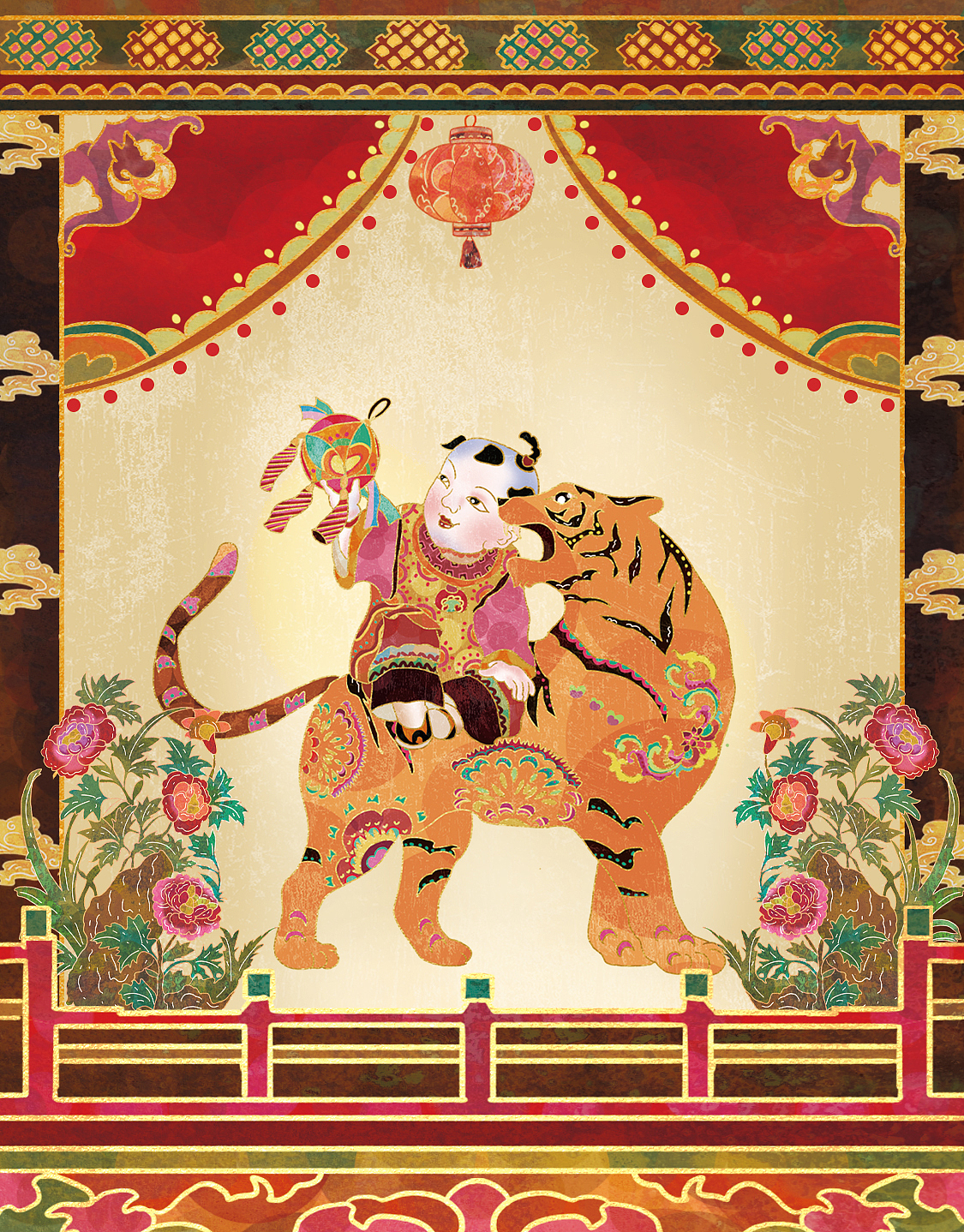 年画娃娃之十二生肖贺岁插画系列