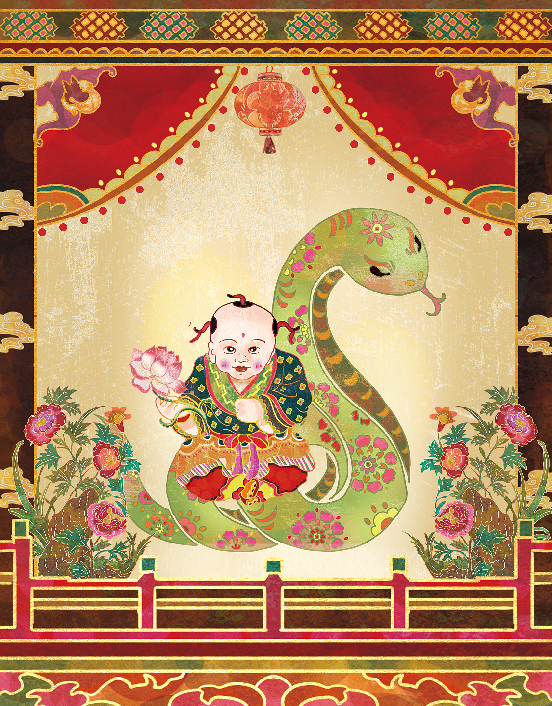 年画娃娃之十二生肖贺岁插画系列