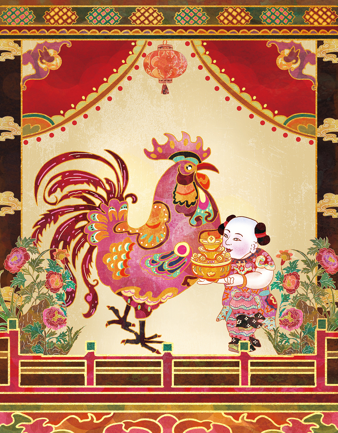 年画娃娃之十二生肖贺岁插画系列