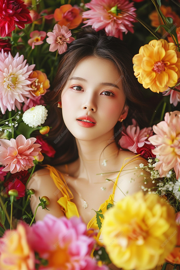 女神节 | 春季鲜花少女美女少女AI图片-设图网