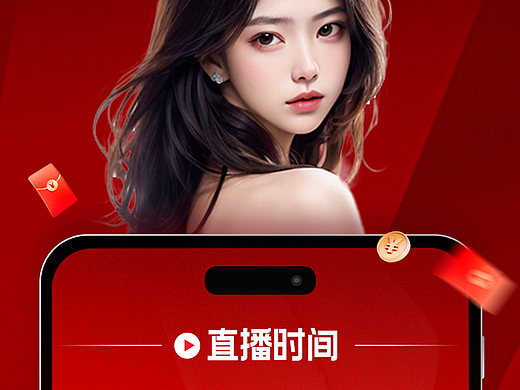 红色美容直播预热海报