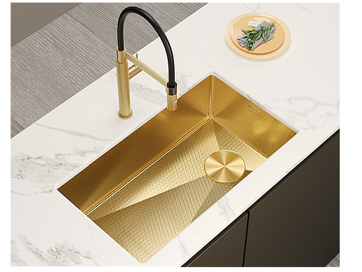 蜂窝纹理金色不锈钢视觉展示 已商用