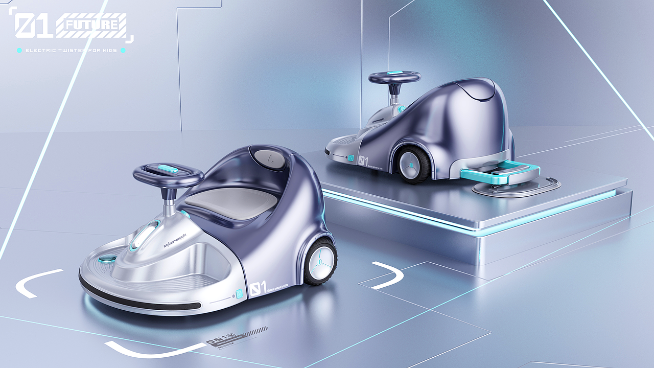 科技感 · 创意扫地扭扭车—哈士奇设计