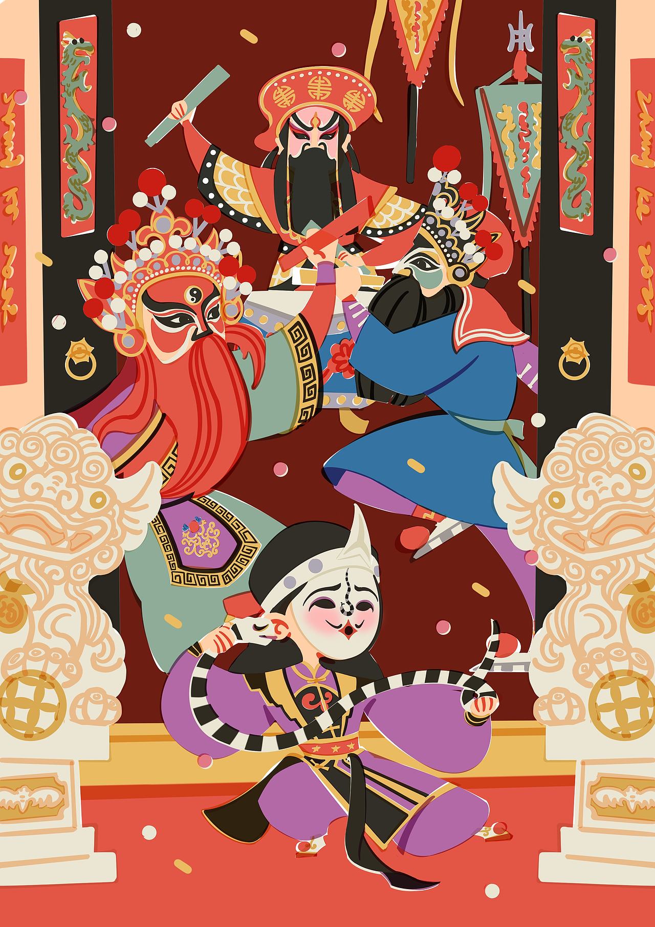 民俗插画｜英歌舞（图ZMzg1NDExNDA4） - 艺术插画 - 站酷设计师长可ZHANGKE原创素材 - 站酷ZCOOL