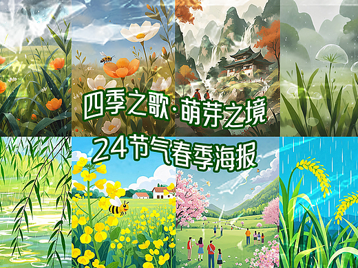 四季之歌·萌芽之境-24节气春天原创海报