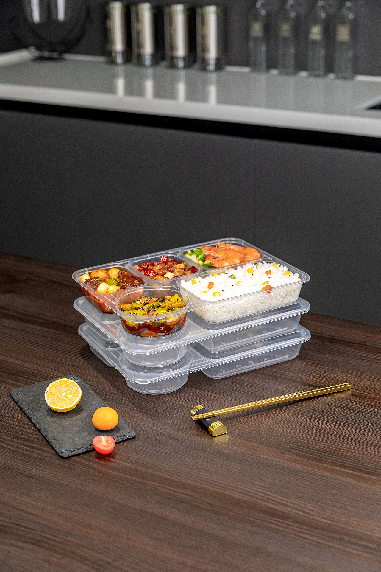 产品摄影丨一次性吸塑五格餐盒