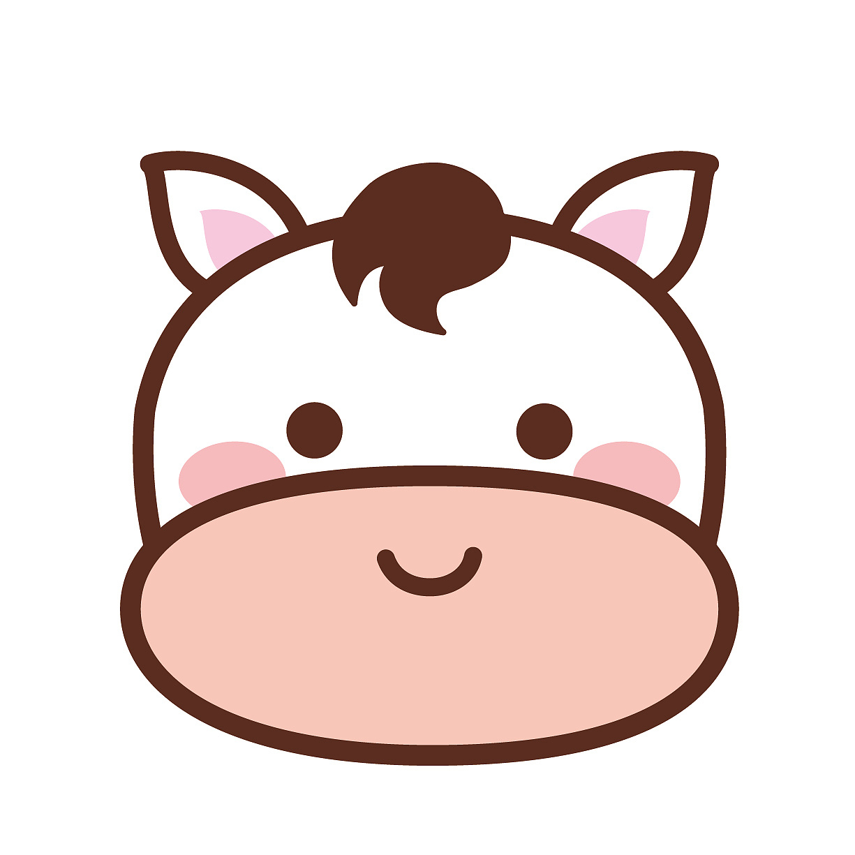 可爱的小马头生肖IP卡通形象插画设计萌系