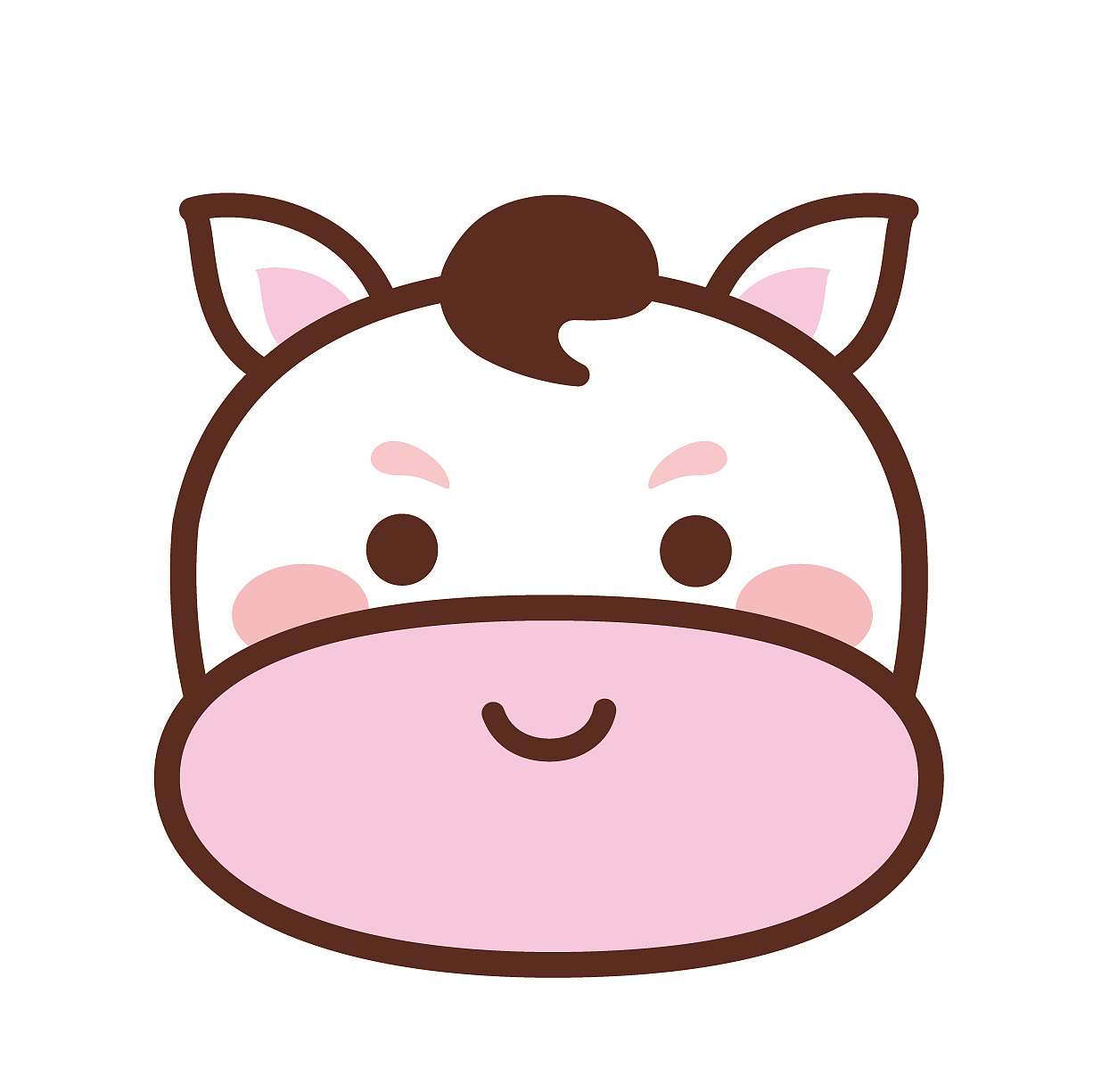 可爱的小马头生肖IP卡通形象插画设计萌系