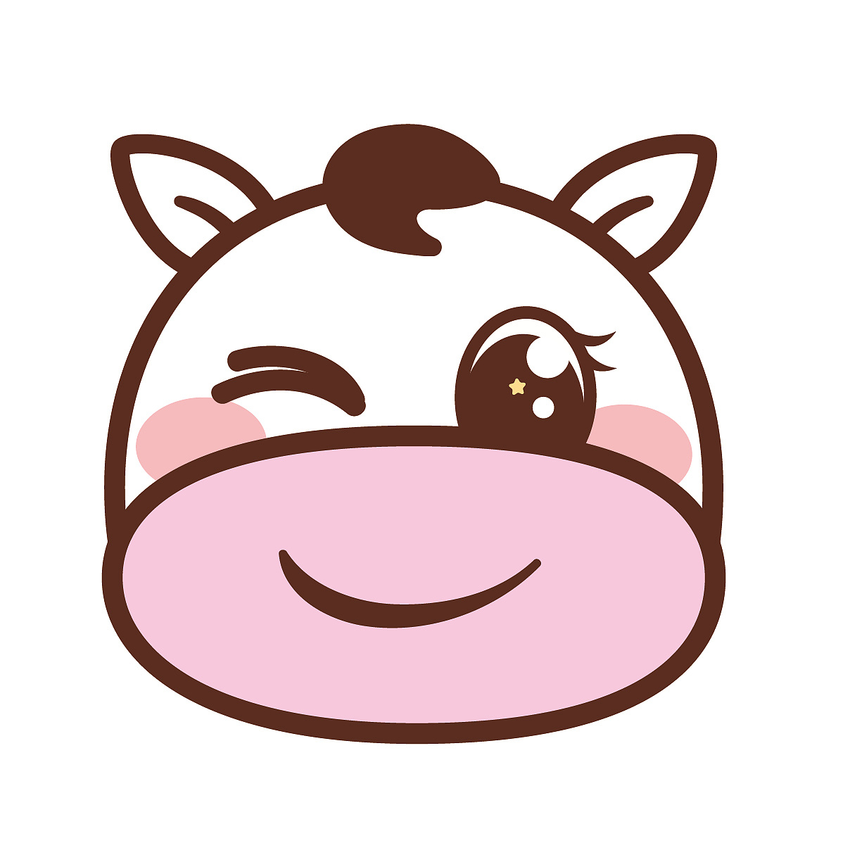 可爱的小马头生肖IP卡通形象插画设计萌系
