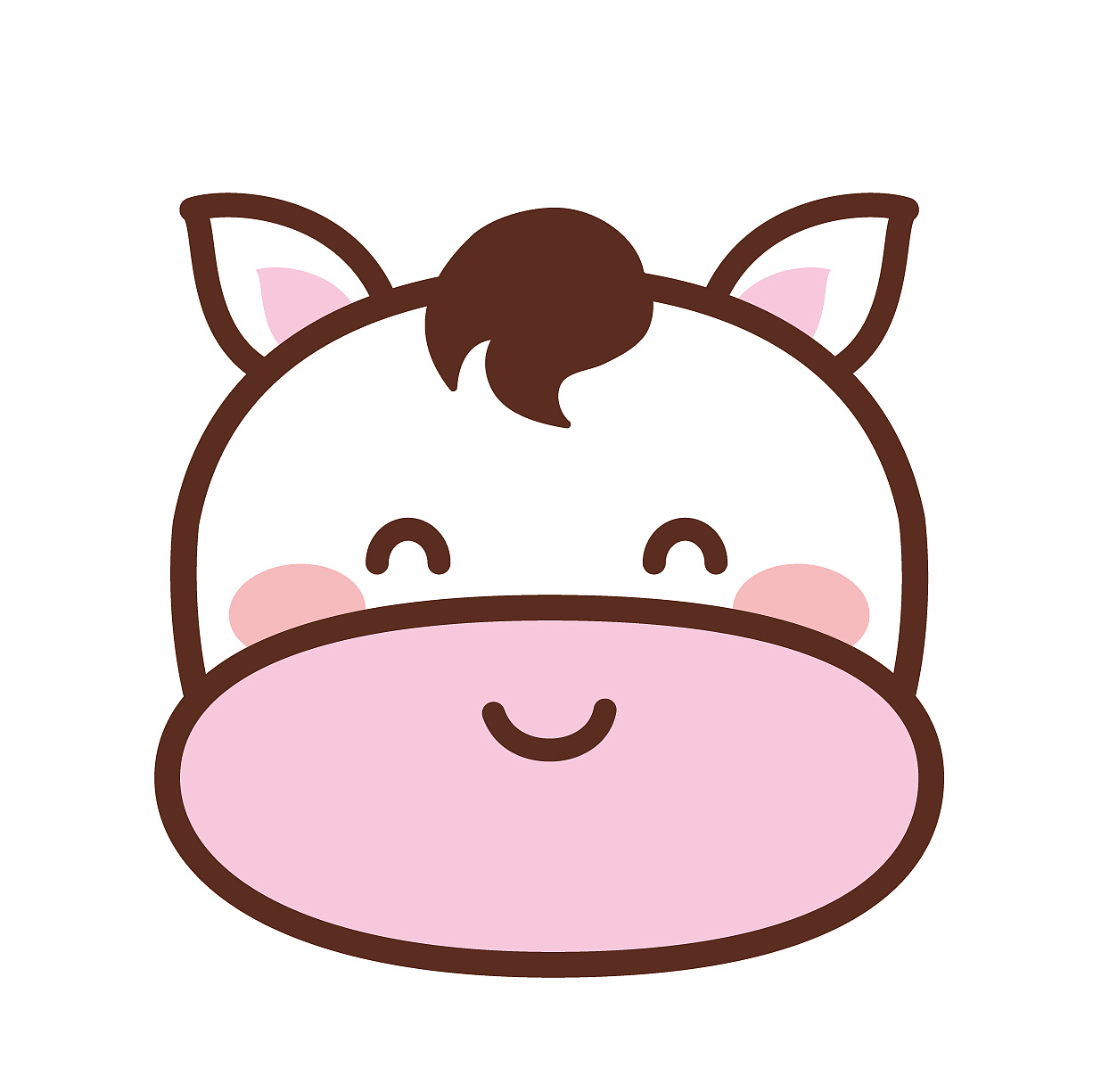 可爱的小马头生肖IP卡通形象插画设计萌系