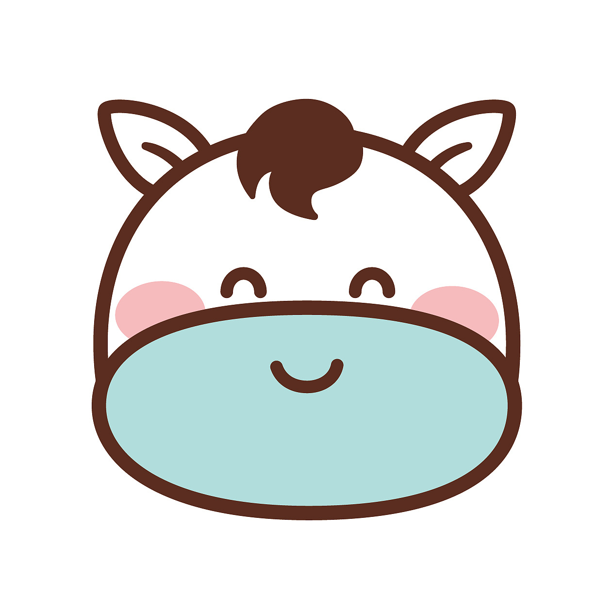 可爱的小马头生肖IP卡通形象插画设计萌系