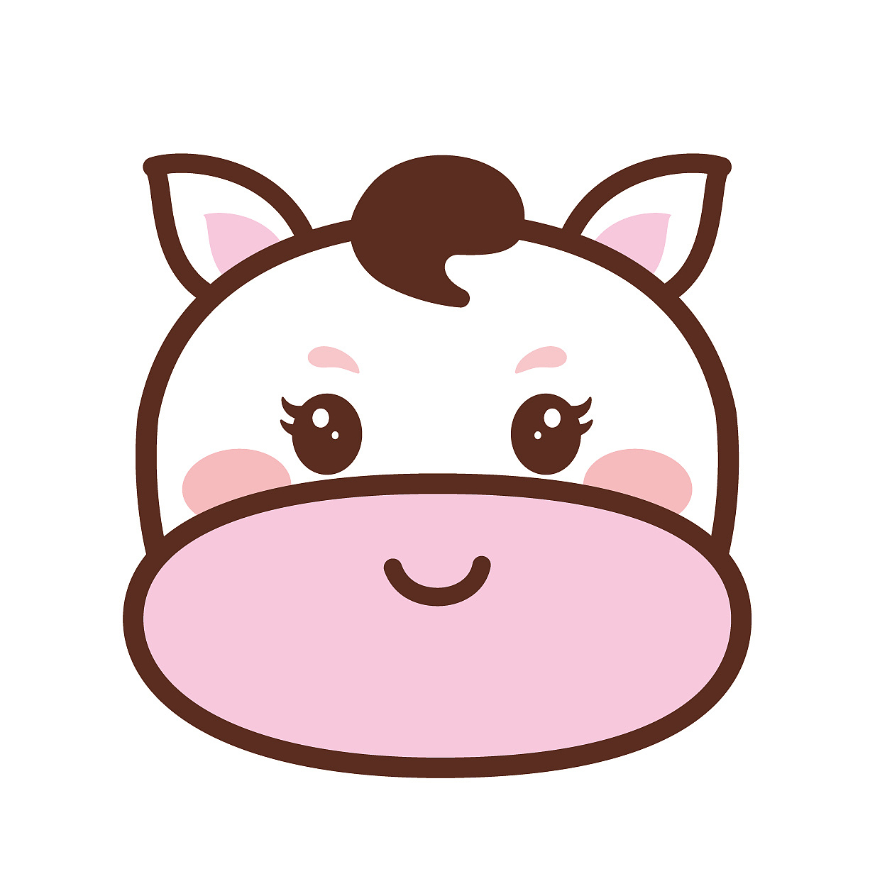 可爱的小马头生肖IP卡通形象插画设计萌系