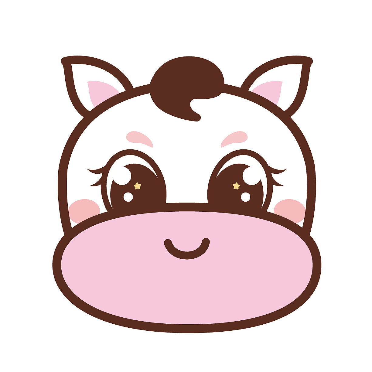 可爱的小马头生肖IP卡通形象插画设计萌系