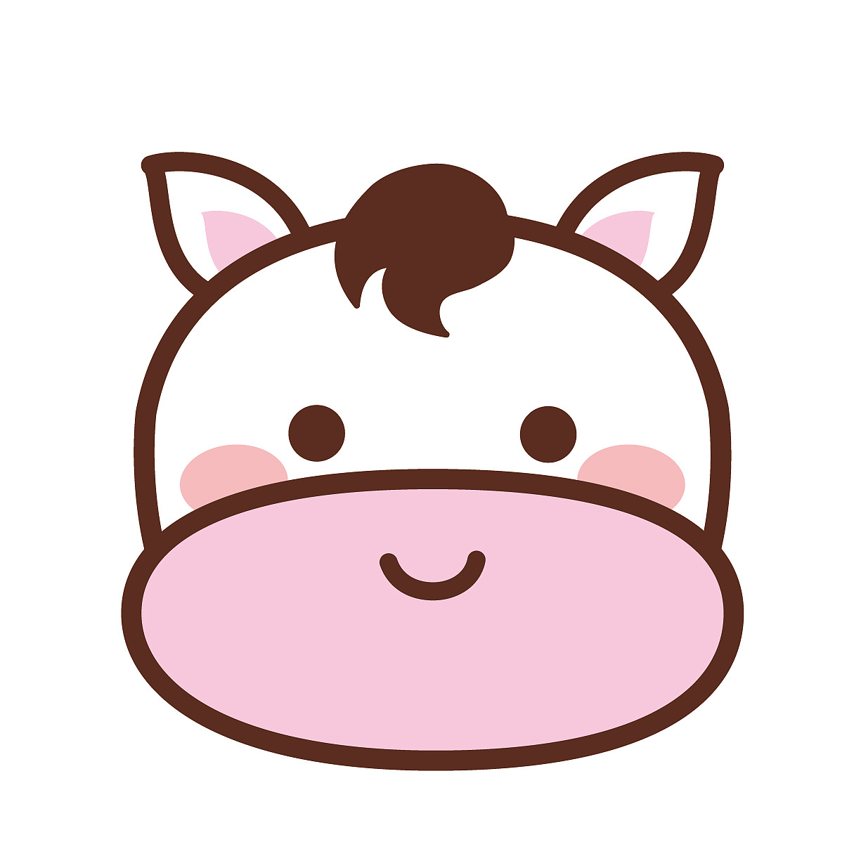 可爱的小马头生肖IP卡通形象插画设计萌系