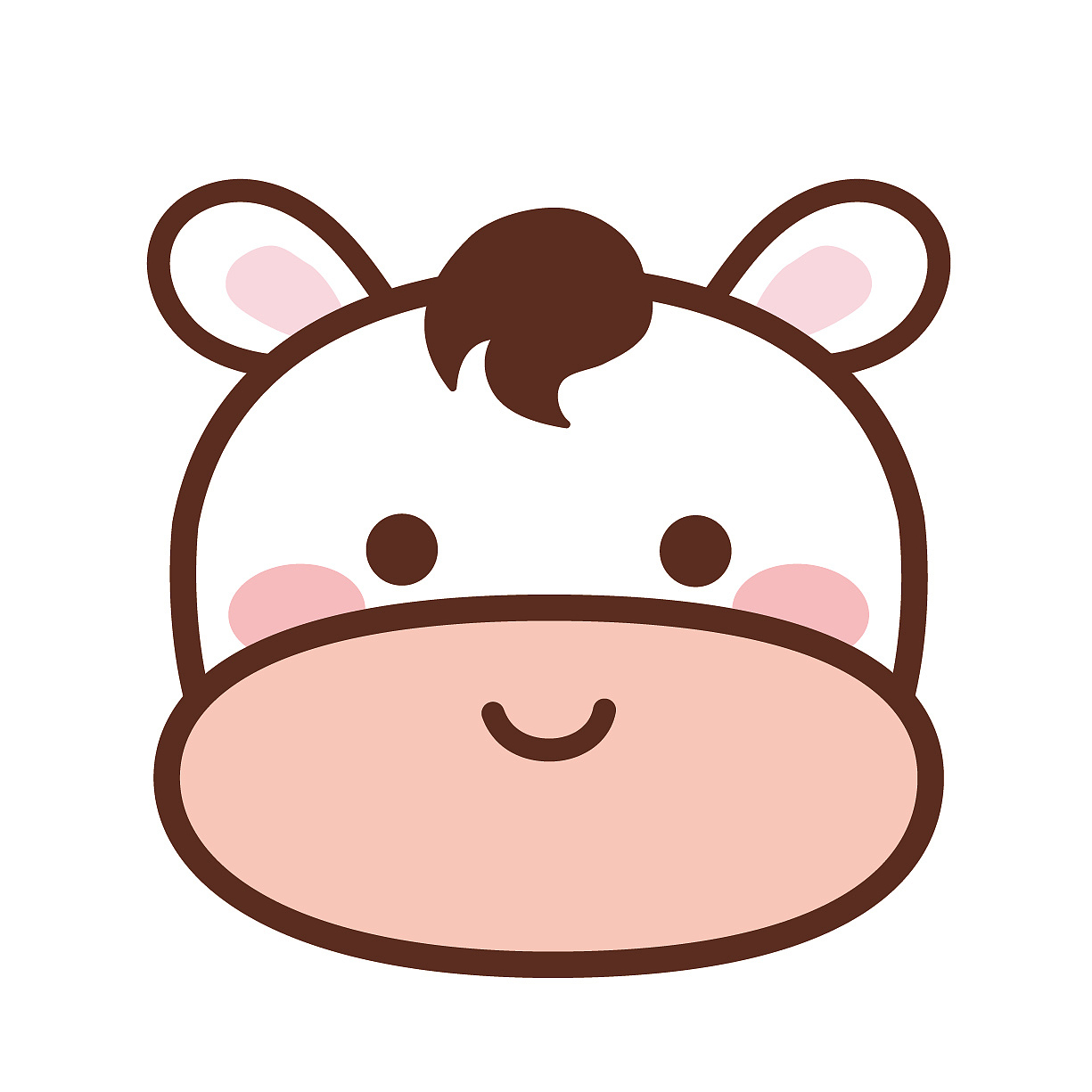 可爱的小马头生肖IP卡通形象插画设计萌系