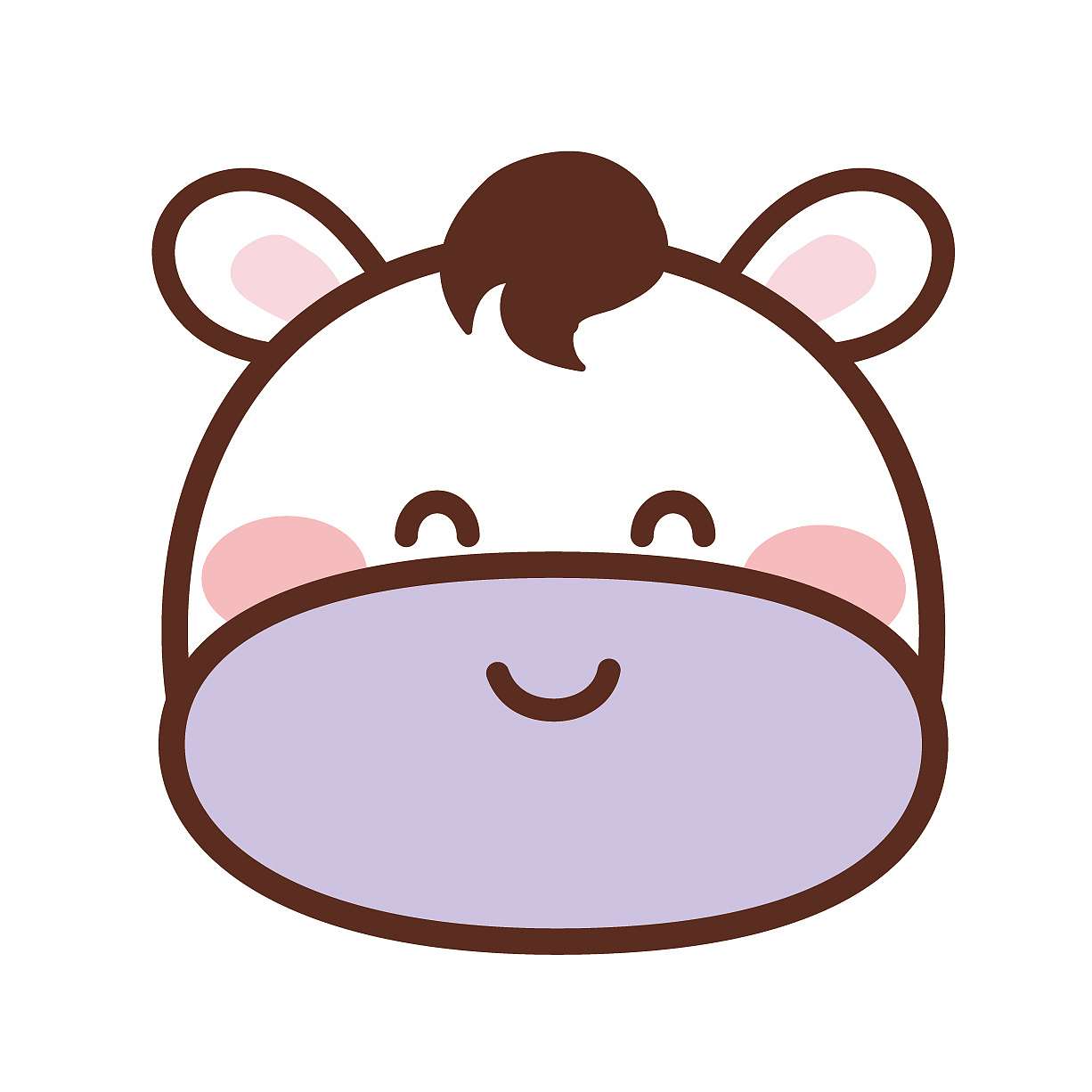 可爱的小马头生肖IP卡通形象插画设计萌系