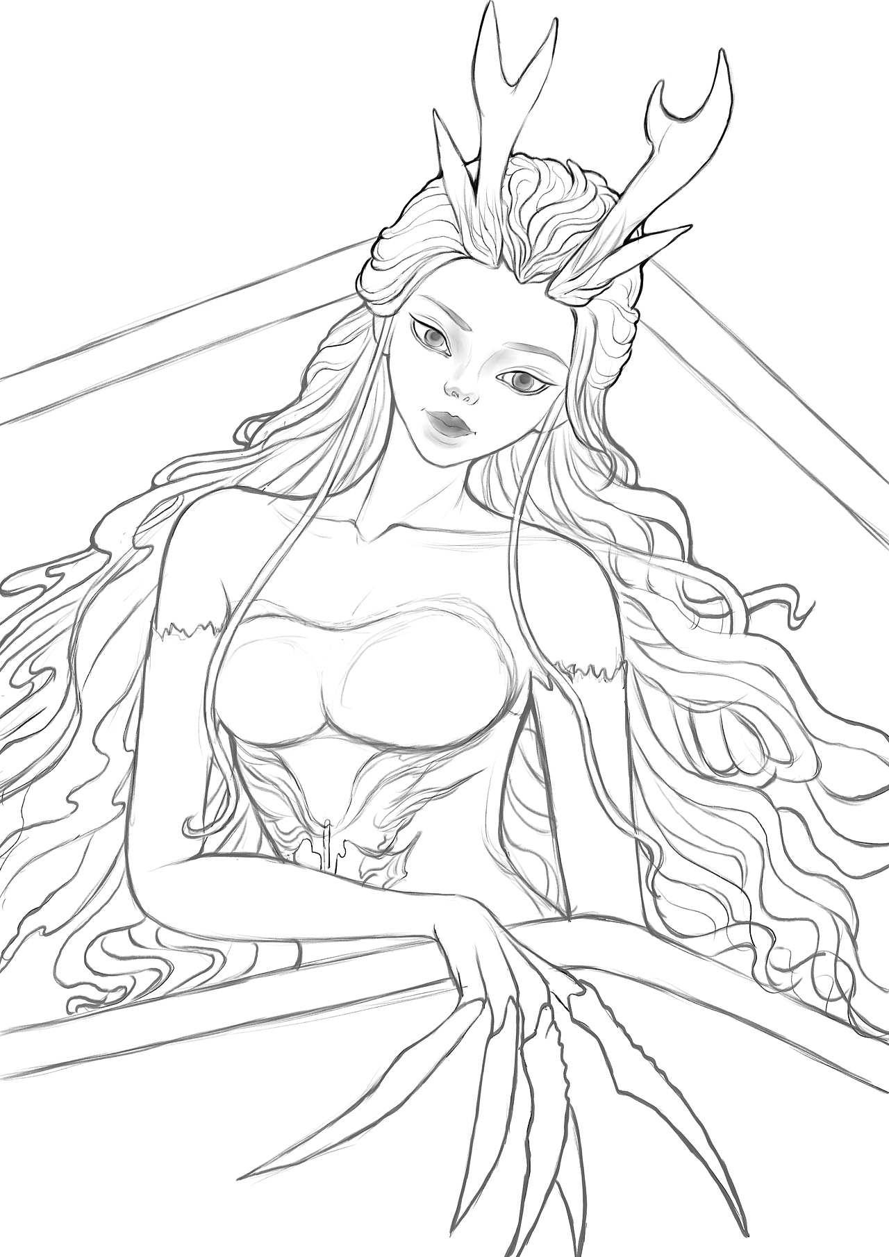 想画哪吒和敖丙，奈何被美色吸引，姑姑敖闰。（图ZMzg1NTMxMTgw） - 艺术插画 - 站酷设计师心扉的花朵原创素材 - 站酷ZCOOL