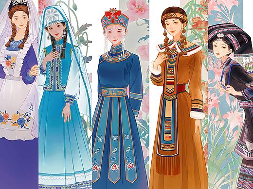 【中华民族插画】美丽的少数民族女孩