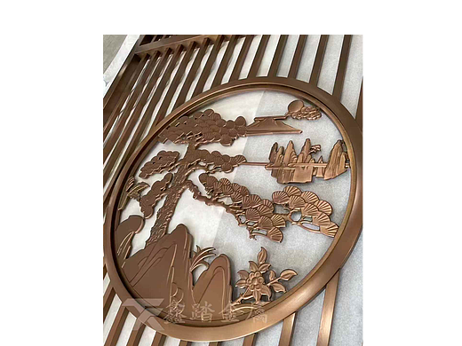 迎客松不锈钢镂空屏风