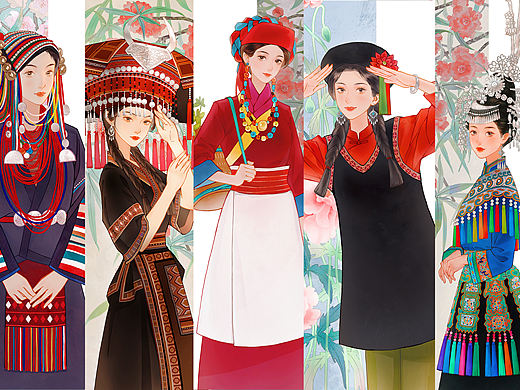 画画美丽的她（中华民族女孩）