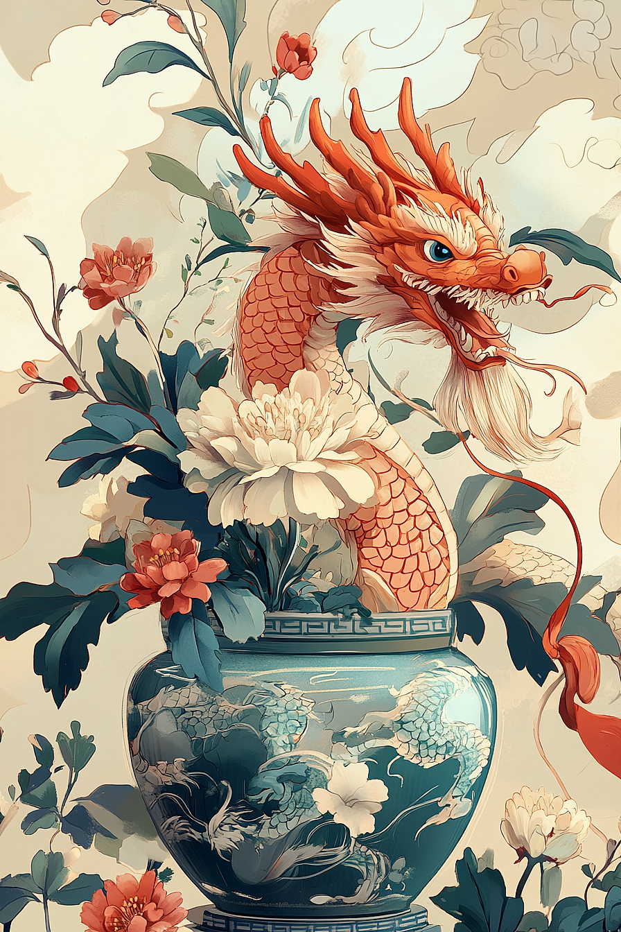 【青花瓷龙Ai插画｜青堂国风设计】