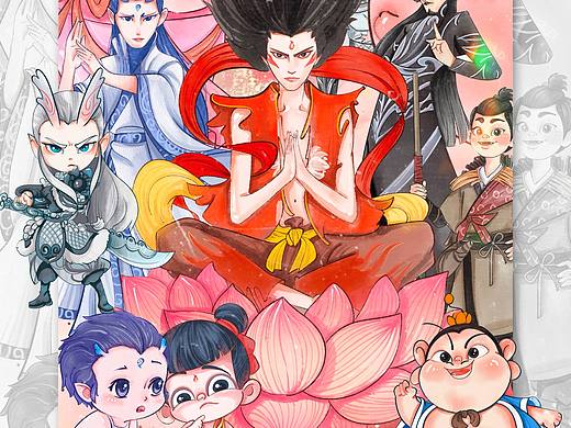 三天画了11张哪吒插画，累麻了