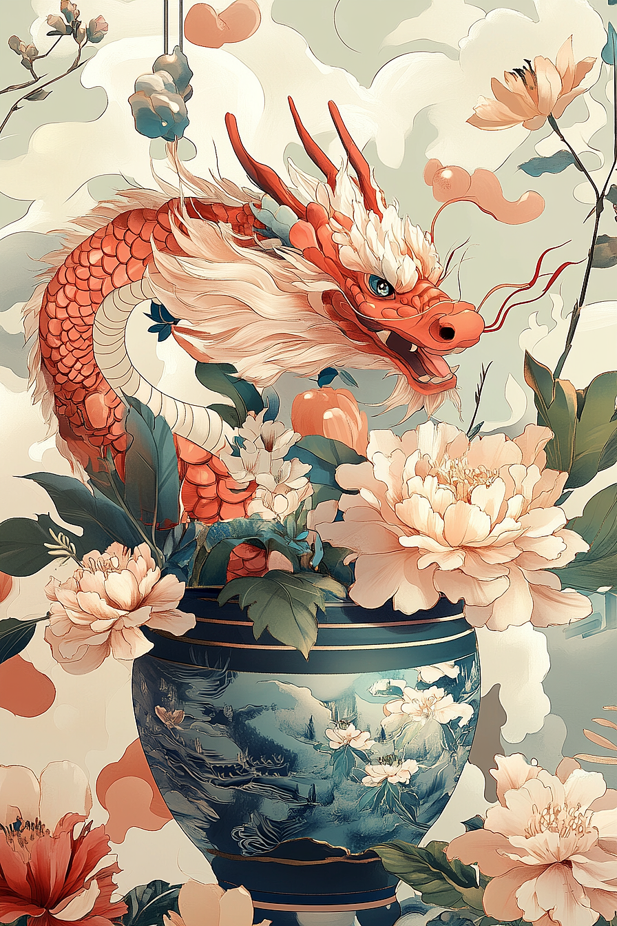 【青花瓷龙Ai插画｜青堂国风设计】