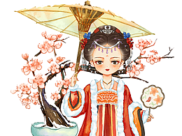春夏秋冬系列水彩小场景插图