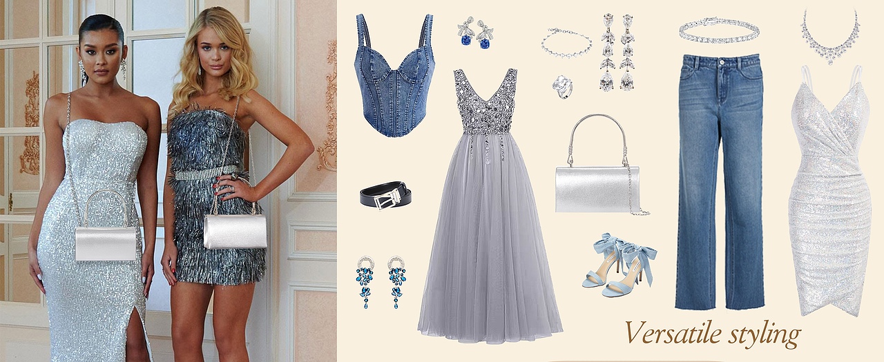 银色手提晚宴包