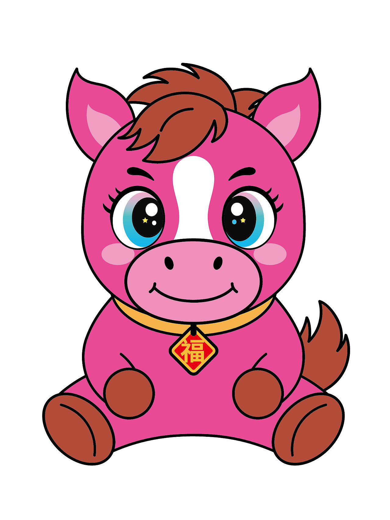 快乐小马生肖IP卡通形象插画潮玩设计