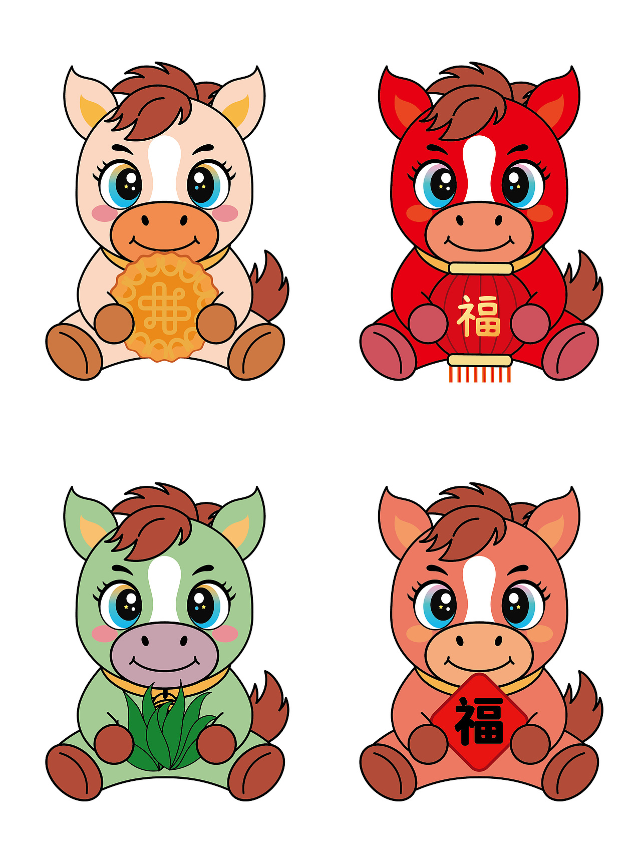快乐小马生肖IP卡通形象插画潮玩设计