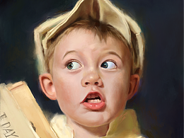 拿报纸的小男孩儿