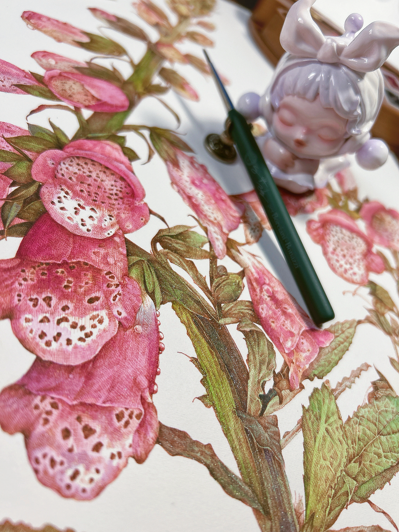 蘸水笔针管笔｜毛地黄（狐狸手套）（图ZMzg1ODk1MDMy） - 艺术插画 - 站酷设计师CatCastleDZ原创素材 - 站酷ZCOOL