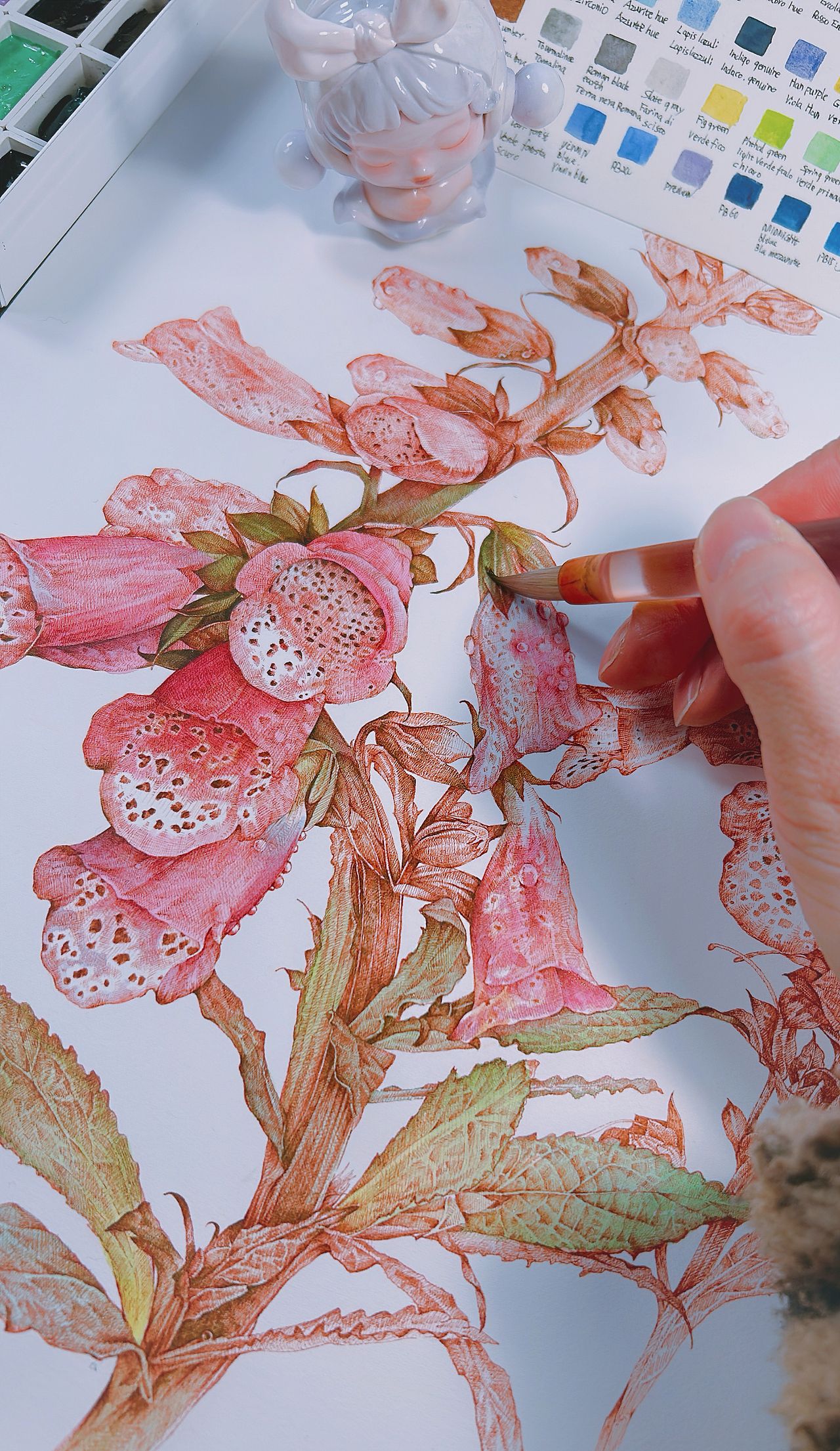 蘸水笔针管笔｜毛地黄（狐狸手套）（图ZMzg1ODk1MDUy） - 艺术插画 - 站酷设计师CatCastleDZ原创素材 - 站酷ZCOOL